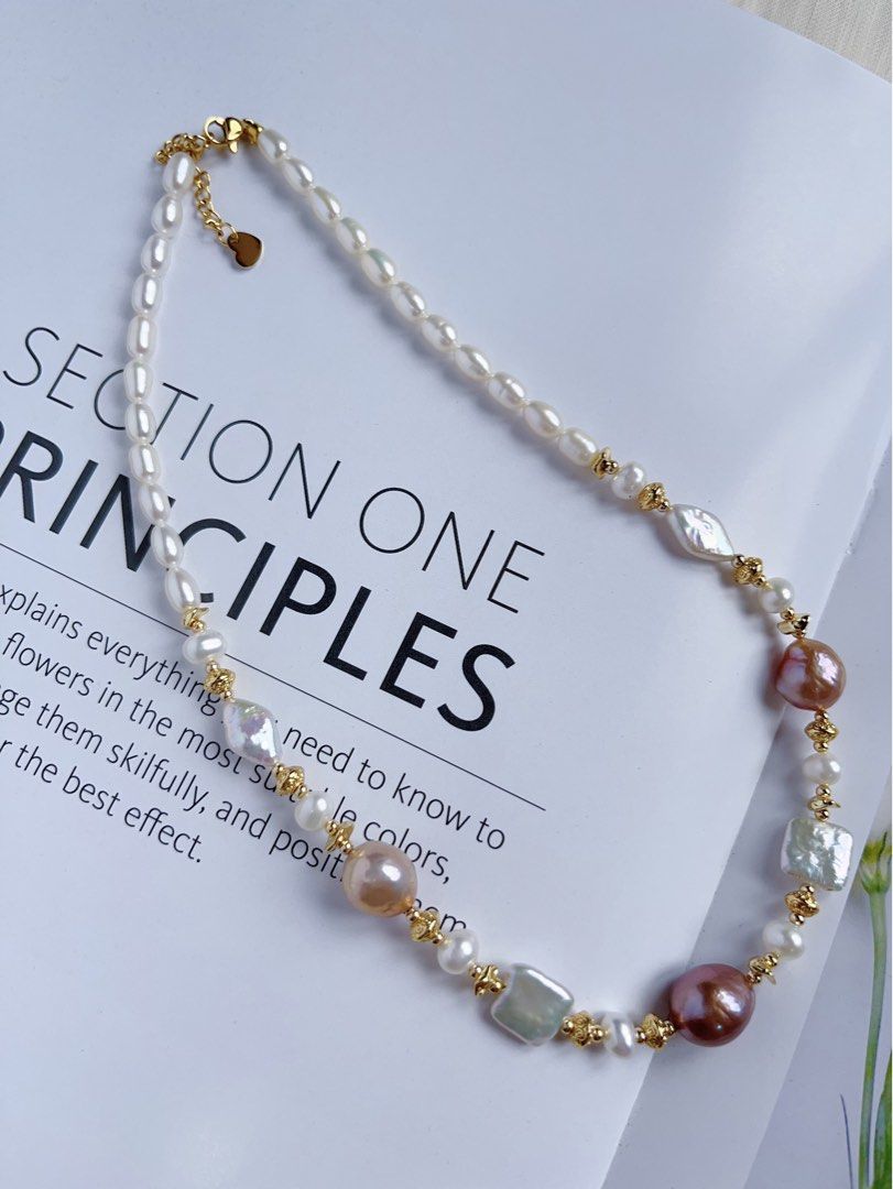 #PN522 Supreme Elegance |Freshwater Pearl Necklace |Irregular Purple Edison Pearl |Square, Diamond Shaped Pearl |Rice Pearl