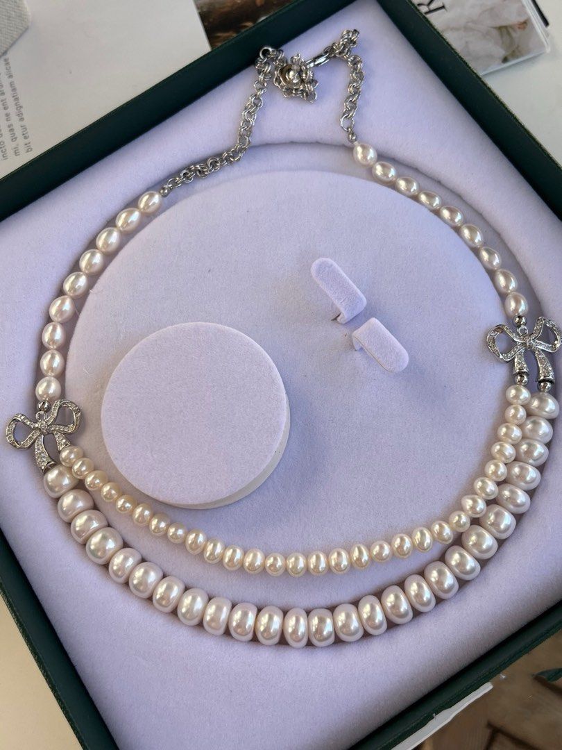 #PN511 Supreme Elegance| Freshwater Pearl Necklace |Double Layered|Double Butterfly |Big Bun Pearls|Rice & Baroque Pearl |Adjustable Length