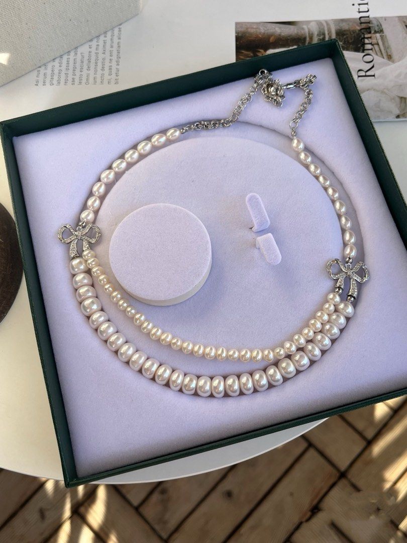 #PN511 Supreme Elegance| Freshwater Pearl Necklace |Double Layered|Double Butterfly |Big Bun Pearls|Rice & Baroque Pearl |Adjustable Length