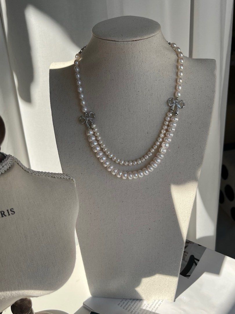 #PN511 Supreme Elegance| Freshwater Pearl Necklace |Double Layered|Double Butterfly |Big Bun Pearls|Rice & Baroque Pearl |Adjustable Length