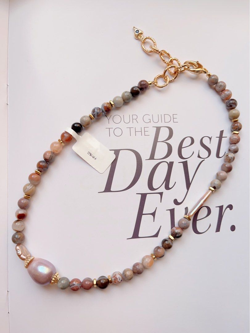 #PN503 Tribal Origin | Freshwater Pearl Necklace | Agate| Stick Pearl |Purple Baroque