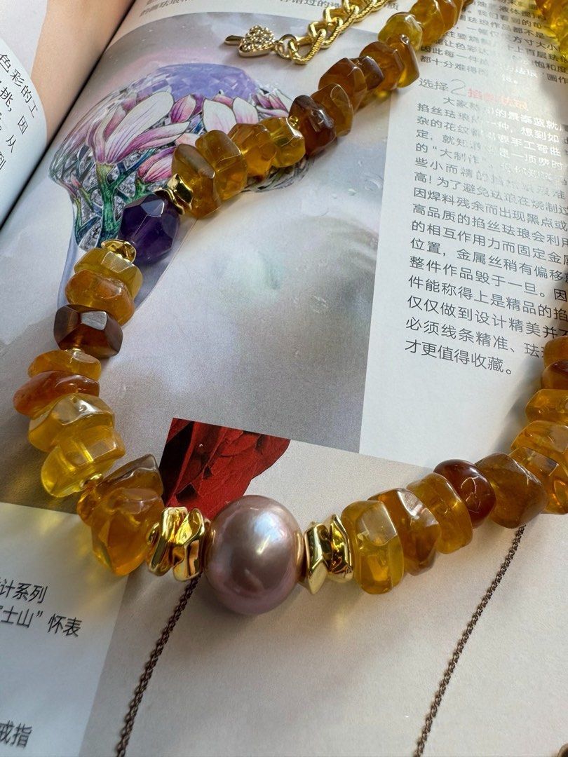 #PN489 Urban Edge | Freshwater Pearl & Beeswax Necklace | Big Purple Baroque Pearl|Purple Quartz