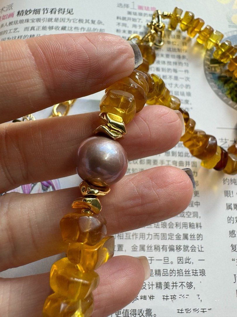 #PN489 Urban Edge | Freshwater Pearl & Beeswax Necklace | Big Purple Baroque Pearl|Purple Quartz